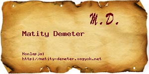 Matity Demeter névjegykártya
